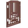 Dog Gate with Door - Foldable 6 Panels Brown Poplar Wood