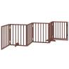 Dog Gate with Door - Foldable 6 Panels Brown Poplar Wood