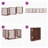 Dog Gate with Door - Foldable 6 Panels Brown Poplar Wood