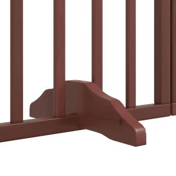 Dog Gate with Door - Foldable 6 Panels Brown Poplar Wood