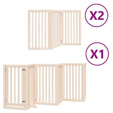 Dog Gate with Door - Foldable 12 Panels, 600cm Poplar Wood