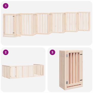 Dog Gate with Door - Foldable 12 Panels, 600cm Poplar Wood