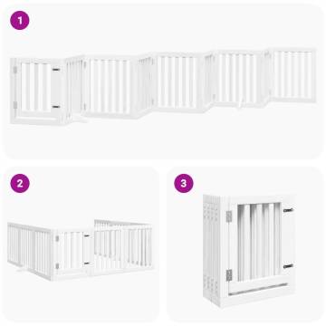 Foldable Dog Gate with Door - 9 Panels, 450 cm, White Wood