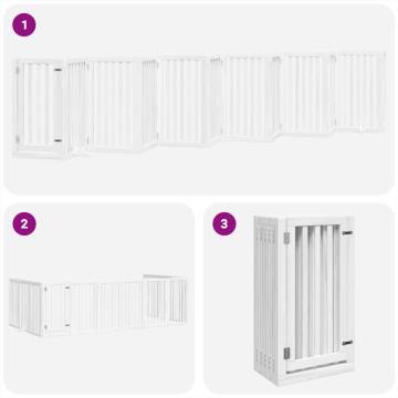 Foldable Dog Gate with Door - 12 Panels White 600 cm