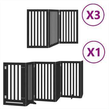 Foldable Dog Gate with Door - 15 Panels Black | Hipomarket