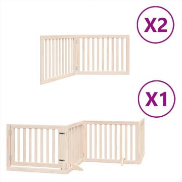 Foldable Dog Gate with Door - 8 Panels, 640 cm - Poplar Wood