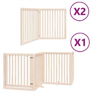 Foldable Dog Gate with Door | 8 Panels 640 cm Poplar Wood