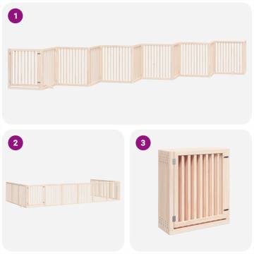 Foldable Dog Gate with Door - 12 Panels, 960 cm Poplar Wood