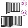 Foldable Dog Gate with Door - 480 cm Black Poplar Wood