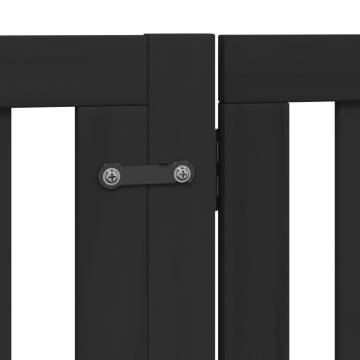 Foldable Dog Gate with Door - 480 cm Black Poplar Wood