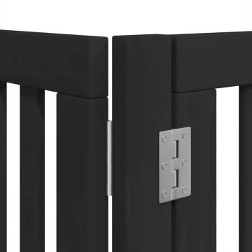 Foldable Dog Gate with Door - 480 cm Black Poplar Wood