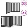 Foldable Dog Gate with Door - 10 Panels, 800 cm Black Wood