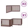 Dog Gate with Door - Foldable 10 Panels Brown Poplar Wood