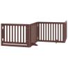 Dog Gate with Door - Foldable 10 Panels Brown Poplar Wood