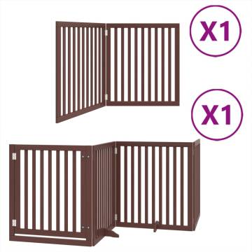 Foldable Dog Gate with Door - 6 Panels, 480 cm Poplar Wood