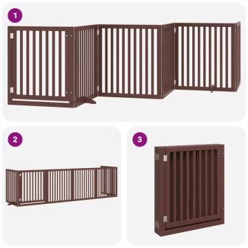 Foldable Dog Gate with Door - 6 Panels, 480 cm Poplar Wood