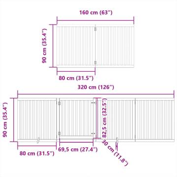 Foldable Dog Gate with Door - 6 Panels, 480 cm Poplar Wood