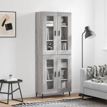 Stylish Highboard Grey Sonoma - 69.5x34x180 cm | HipoMarket