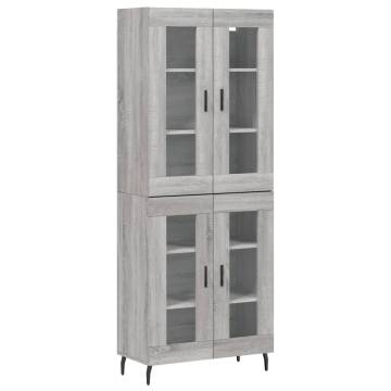 Stylish Highboard Grey Sonoma - 69.5x34x180 cm | HipoMarket