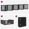 Dog Gate with Door - Foldable 9 Panels Black Wood - HipoMarket