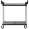 2-Tier Black Trolley - Durable Aluminium Kitchen Storage