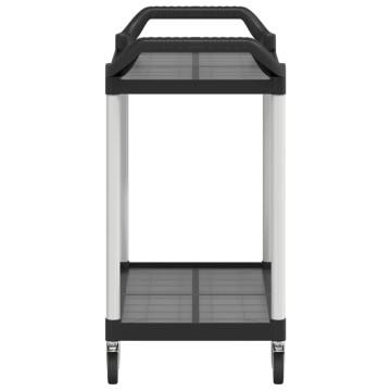 2-Tier Black Trolley - Durable Aluminium Kitchen Storage