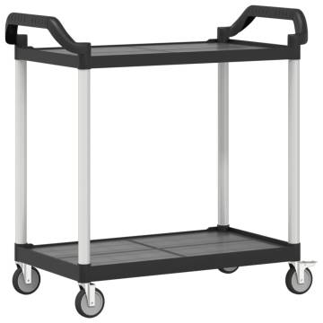 2-Tier Black Trolley - Durable Aluminium Kitchen Storage