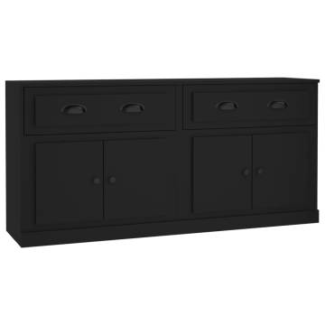 Classic Black Engineered Wood Sideboards - 2 Pcs Set