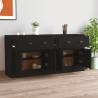 Classic Black Engineered Wood Sideboards - 2 Pcs Set