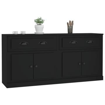 Classic Black Engineered Wood Sideboards - 2 Pcs Set