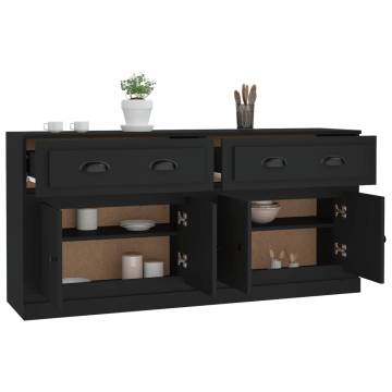 Classic Black Engineered Wood Sideboards - 2 Pcs Set