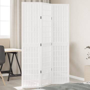 Room Divider 3 Panels - White Solid Paulownia for Modern Spaces