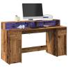  Desk with LED Lights Old Wood 160x55x91 cm Engineered Wood Colour old wood Size 160 x 55 x 91 cm 