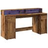 LED Desk with Old Wood Finish - 160x55 cm | HipoMarket