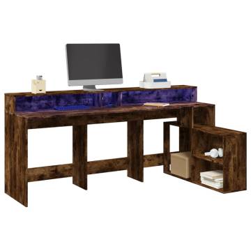 Desk with LED Lights in Smoked Oak - Stylish & Functional