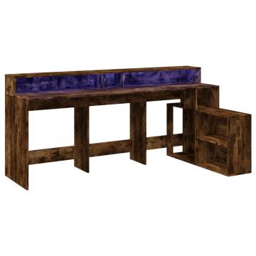 Desk with LED Lights in Smoked Oak - Stylish & Functional