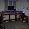 Desk with LED Lights in Smoked Oak - Stylish & Functional