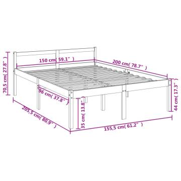 Bed Frame Honey Brown 150x200 cm King Size Solid Wood Pine