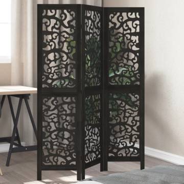 Black Solid Wood Room Divider - 3 Panel Elegance