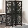  Room Divider 3 Panels Black Solid Wood Paulownia Size 40 x 160 cm Number of 3 