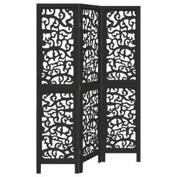 Black Solid Wood Room Divider - 3 Panel Elegance