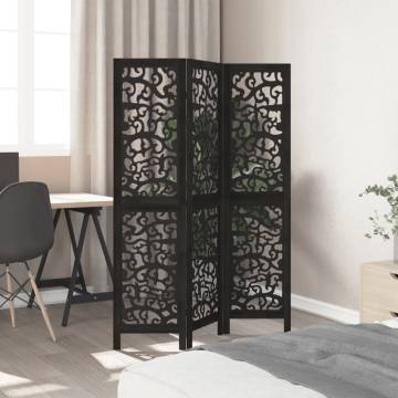 Black Solid Wood Room Divider - 3 Panel Elegance