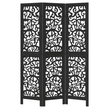 Black Solid Wood Room Divider - 3 Panel Elegance