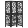 Black Solid Wood Room Divider - 3 Panel Elegance