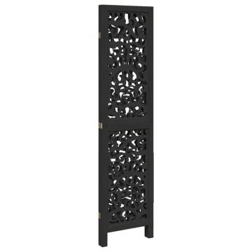 Black Solid Wood Room Divider - 3 Panel Elegance