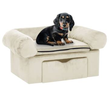 Comfortable Dog Sofa with Drawer - Cream 75x50x38 cm