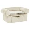 Comfortable Dog Sofa with Drawer - Cream 75x50x38 cm