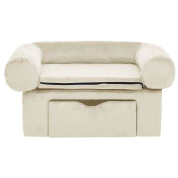 Comfortable Dog Sofa with Drawer - Cream 75x50x38 cm