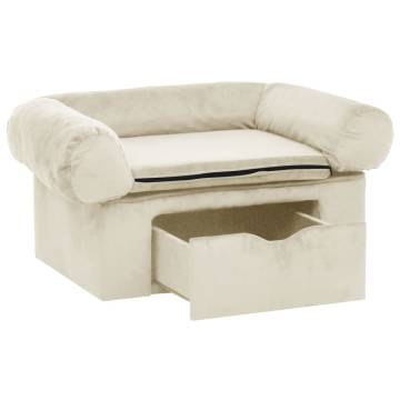 Comfortable Dog Sofa with Drawer - Cream 75x50x38 cm