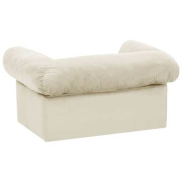 Comfortable Dog Sofa with Drawer - Cream 75x50x38 cm